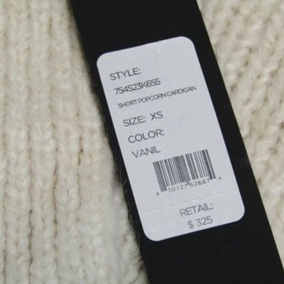 NEW TOCCIN Cardigan Vanilla Beige Size XS Short Popcorn Button Up Waist Tie - Picture 9 of 9